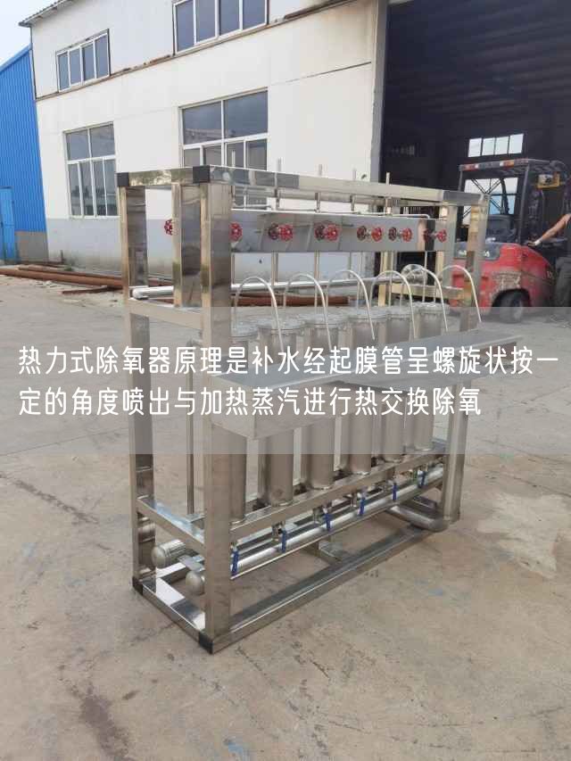 熱力式除氧器原理是補水經(jīng)起膜管呈螺旋狀按一定的角度噴出與加熱蒸汽進(jìn)行熱交換除氧